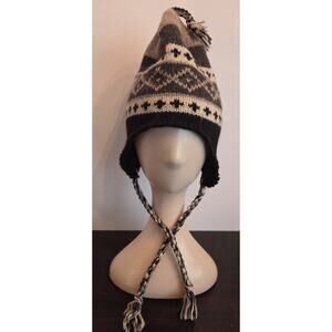 Weatherproof Sherpa Winter Hat Ear Flap Knit Cap Tassles Brown Fleece Lined